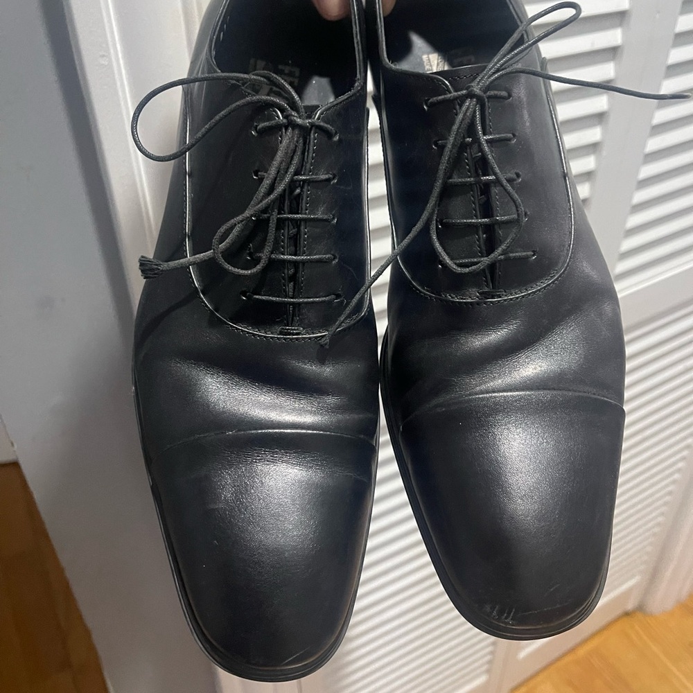 Salvatore Ferragamo Classic Black Cap-Toe Lace-Up Shoes Sz 11 D